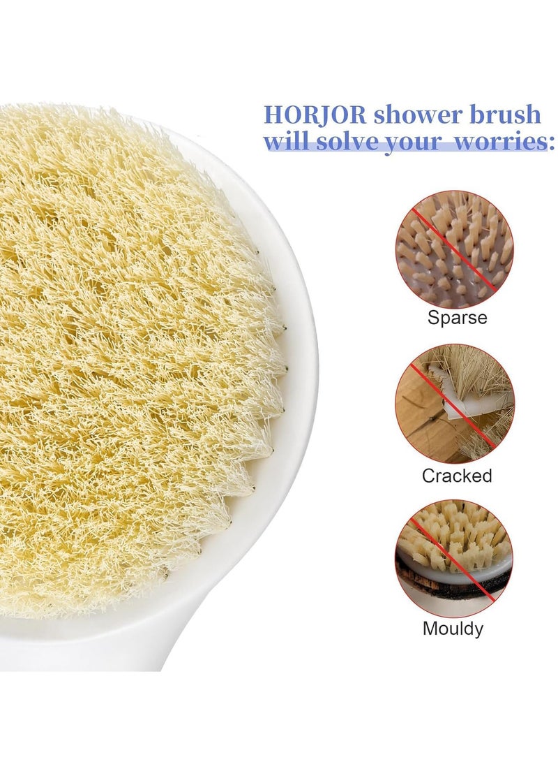 MileMelo 4-Piece Back Scrubber for Shower, Shower Body Brush for Cleaning with Long Handle for Showering,Back Washer Exfoliator for Shower Men Women with Non-Slip Handle White - Image 5