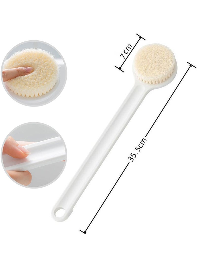 MileMelo 4-Piece Back Scrubber for Shower, Shower Body Brush for Cleaning with Long Handle for Showering,Back Washer Exfoliator for Shower Men Women with Non-Slip Handle White - Image 2