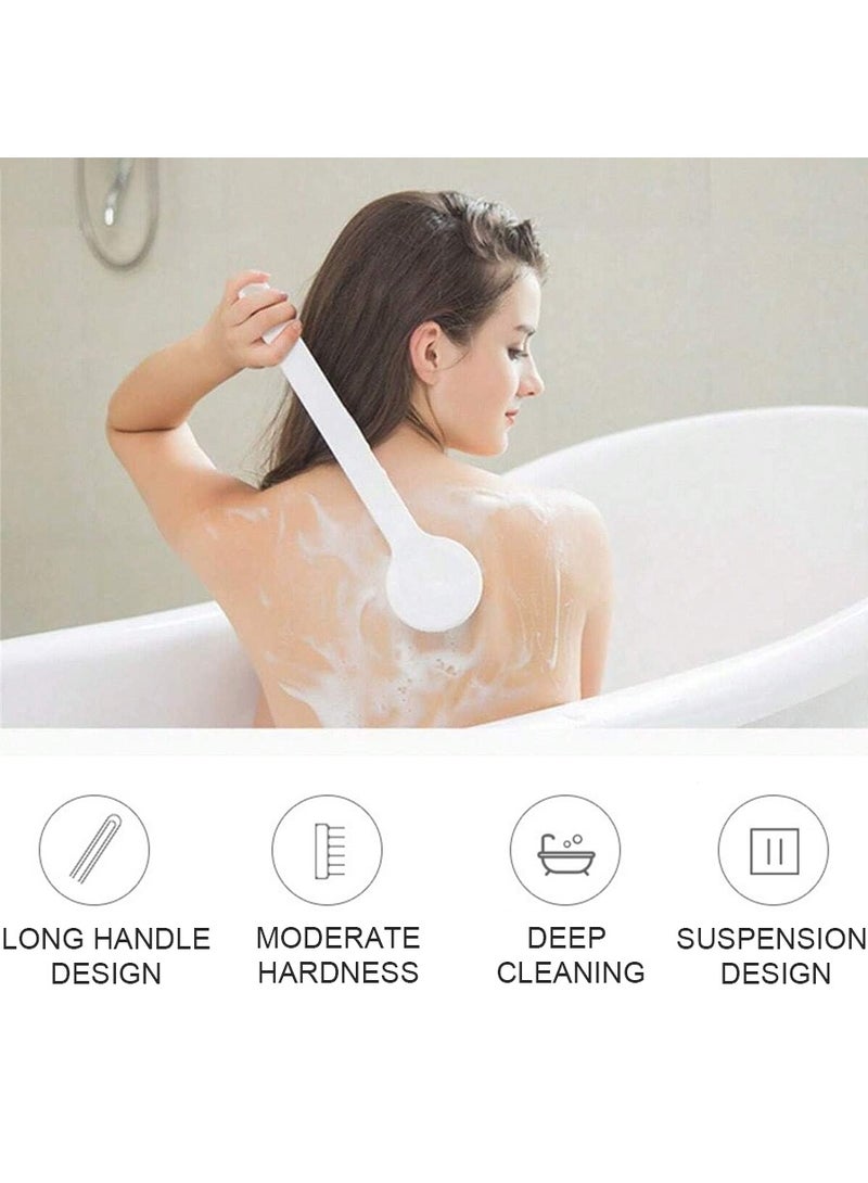 MileMelo 4-Piece Back Scrubber for Shower, Shower Body Brush for Cleaning with Long Handle for Showering,Back Washer Exfoliator for Shower Men Women with Non-Slip Handle White - Image 3