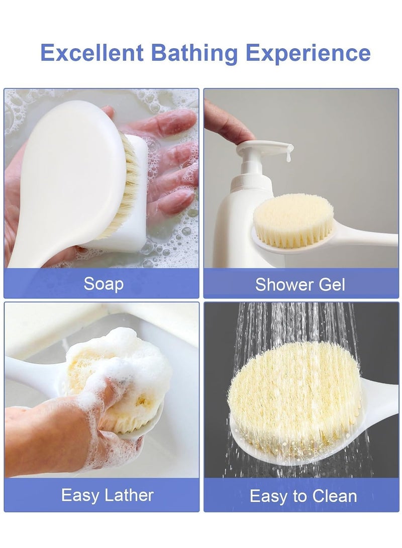 MileMelo 4-Piece Back Scrubber for Shower, Shower Body Brush for Cleaning with Long Handle for Showering,Back Washer Exfoliator for Shower Men Women with Non-Slip Handle White - Image 4