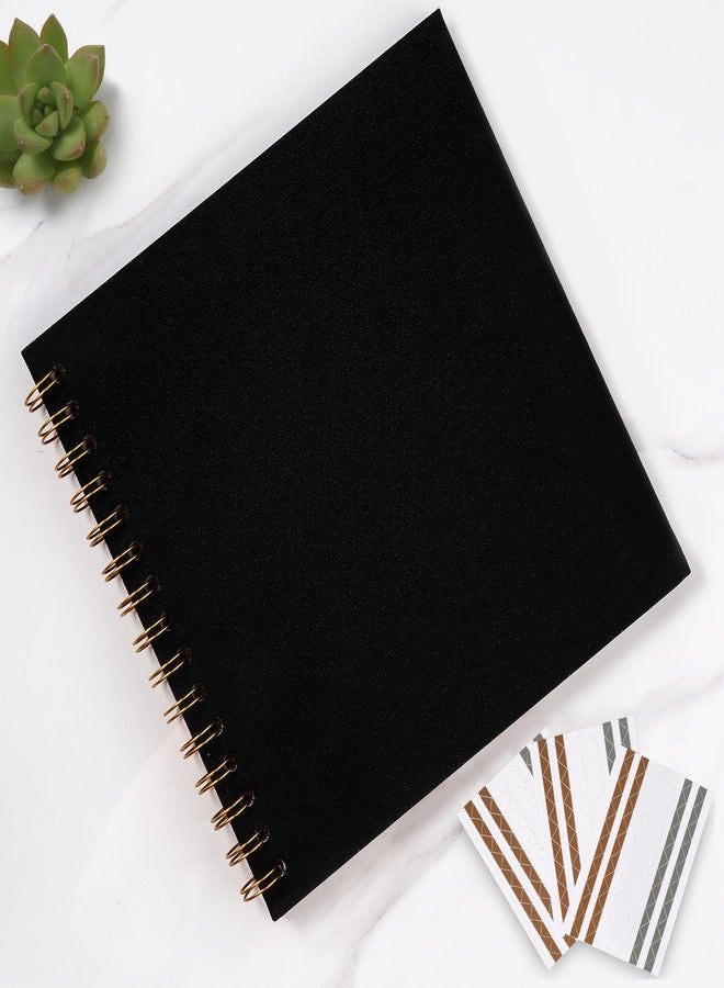 MEMOTOR Black Linen Hardcover Scrapbook, 8x8 Inch Photo Album with 40 White Pages + Corner Stickers, Ideal for Anniversary, Graduation, or Travel Memories - Image 2