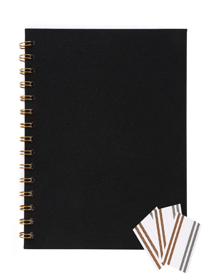 MEMOTOR Black Linen Hardcover Scrapbook, 8x8 Inch Photo Album with 40 White Pages + Corner Stickers, Ideal for Anniversary, Graduation, or Travel Memories - Image 1