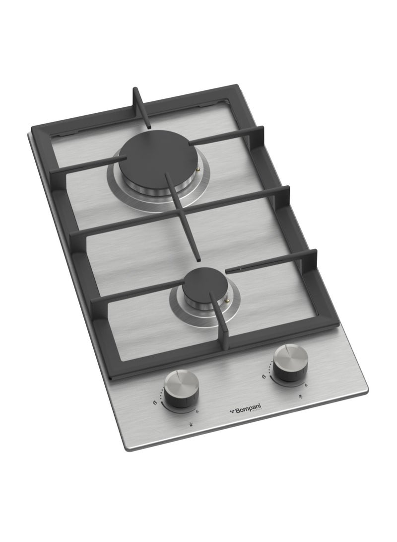 بومباني مواقد مدمجة - 2 شعلة غاز من النوع الأوروبي، جميع الشعلات من نوع Sabaf، هيكل من الفولاذ المقاوم للصدأ غير اللامع - ضمان لمدة عام من الشركة المصنعة - Image 2