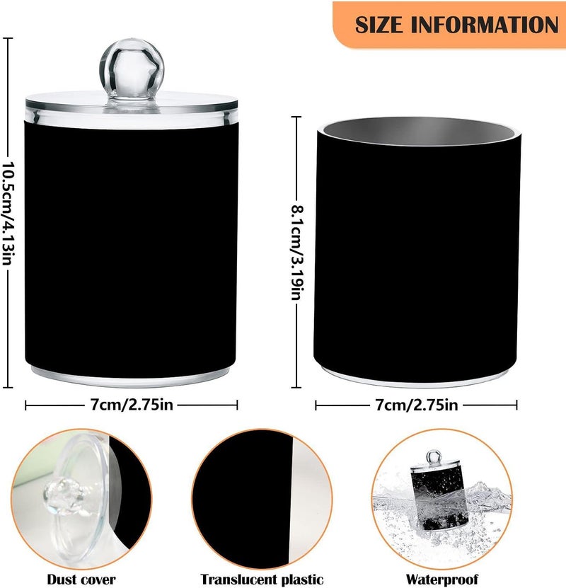 Eionryn Black Qtip Dispenser Apothecary Jars Bathroom Qtip Holder Storage Canister 10 Oz Plastic Jar for Cotton Ball Swab Round Pads Floss 2pcs - Image 2