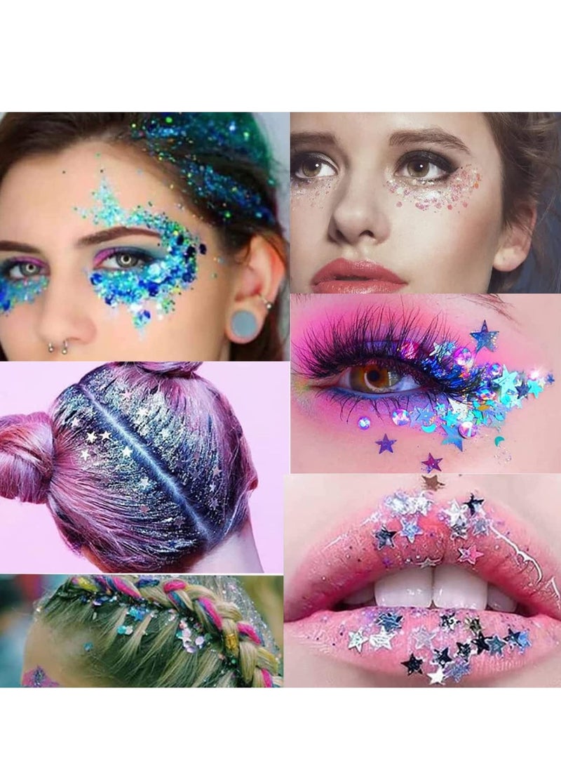 KASTWAVE Body Glitter Gel Nail Hair Body Face Flash Eye shadow Glitter Cream Chunky Glitter Mermaid Scale Sequins Festival Painting Decoration Makeup  - Image 3