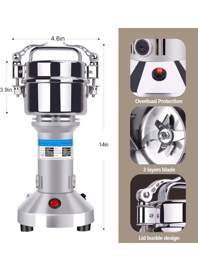 Heavy Duty 1000W Electric Grain Grinder 200g Capacity for Home & Small Business Flour Production - Image 1