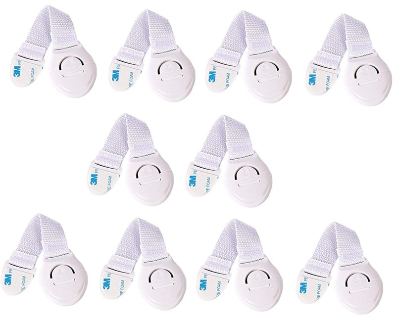 Cuttlefish Baby Proofing Child Safety Strap Locks for Drawers, Fridge, Cupboards, Etc. (Pack of 10) - Image 1