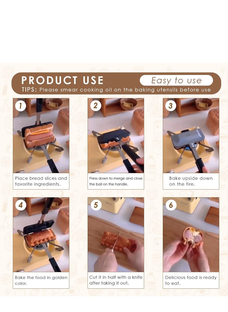Generic - Hot Sandwich Maker, Hot Dog Toaster, Double-Sided Sandwich Baking Pan, Double Sided Frying Pan, Grilled Cheese Maker Nonstick Sandwich Maker Flip Grill Pan for Breakfast Pancakes, Omelets, Toast - Image 1