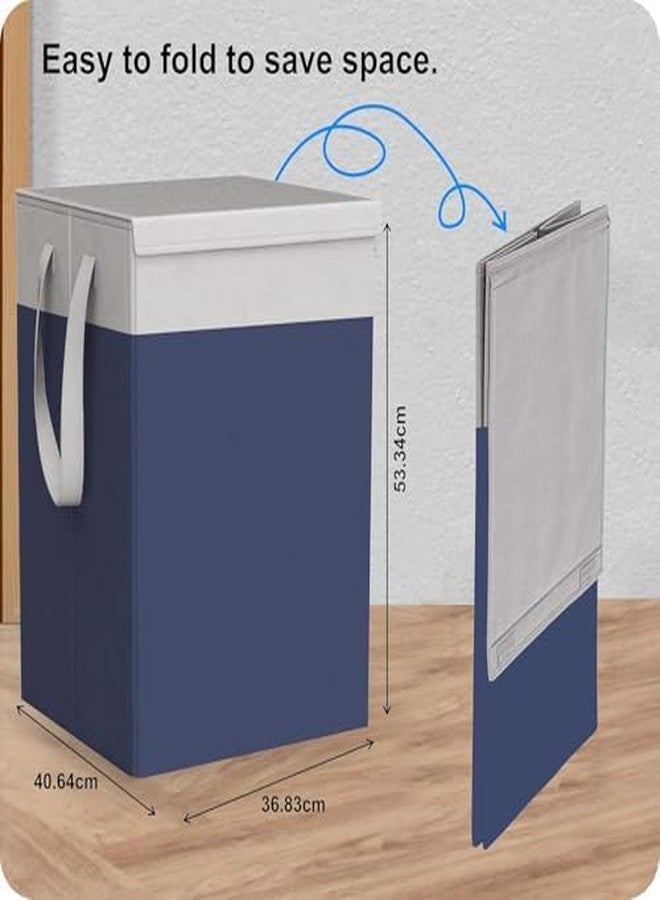 LAXIS® 75L Laundry Bag for Clothes with Lid, Large Dirty Clothes Laundry Basket & Cloth Storage Bin, Used Clothes Organizer, Multipurpose Laundry Basket for Bedroom & Bathroom - Blue - Image 2