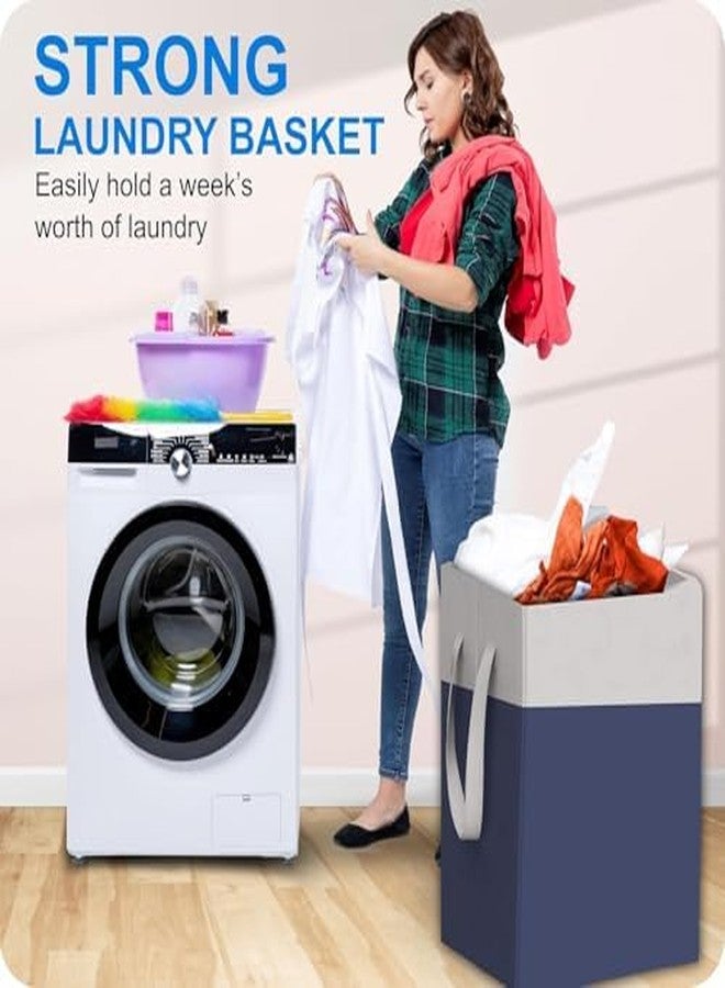 LAXIS® 75L Laundry Bag for Clothes with Lid, Large Dirty Clothes Laundry Basket & Cloth Storage Bin, Used Clothes Organizer, Multipurpose Laundry Basket for Bedroom & Bathroom - Blue - Image 4