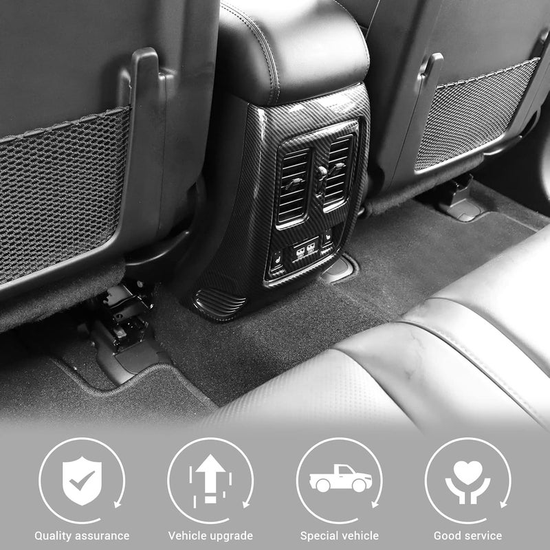 Jimen غطاء تريم لفتحة التهوية لصندوق مسند الذراع الخلفي من جيمين لجيب جراند شيروكي 2011-2020 (ألياف كربونية) - Image 4