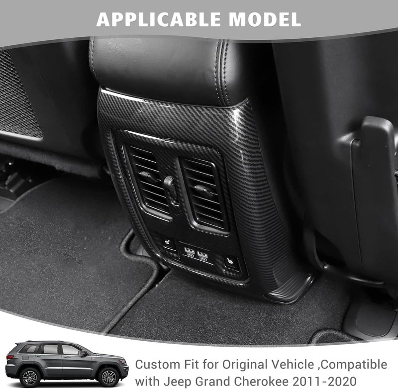 Jimen غطاء تريم لفتحة التهوية لصندوق مسند الذراع الخلفي من جيمين لجيب جراند شيروكي 2011-2020 (ألياف كربونية) - Image 2
