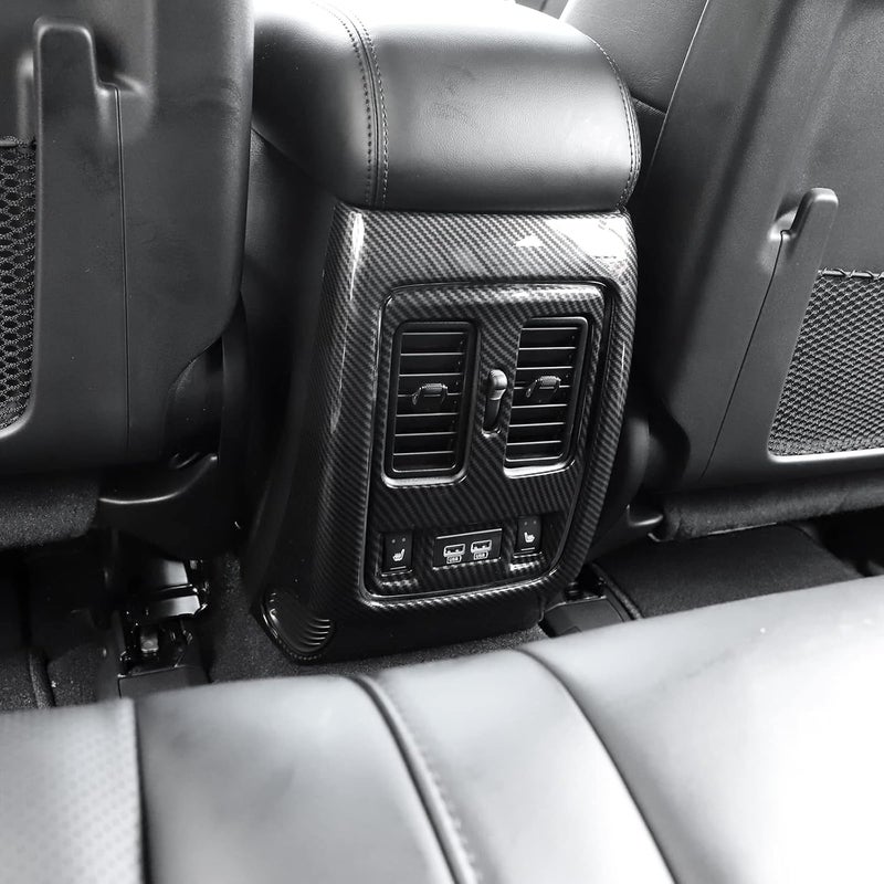 Jimen غطاء تريم لفتحة التهوية لصندوق مسند الذراع الخلفي من جيمين لجيب جراند شيروكي 2011-2020 (ألياف كربونية) - Image 5