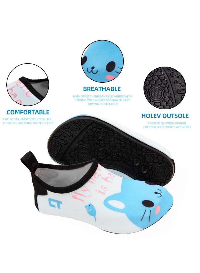 Loquat Children's Beach Shoes, Anti-Skid And Breathable Swimming Shoes Blue Cat - Image 2