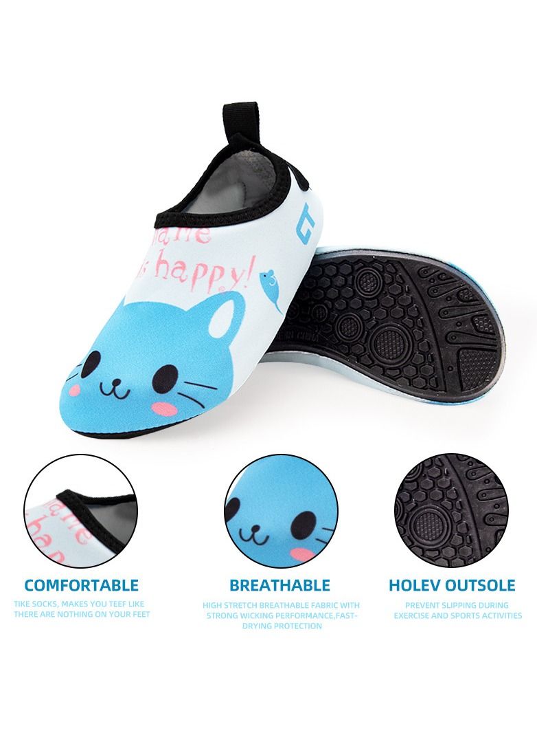 Loquat Children's Beach Shoes, Anti-Skid And Breathable Swimming Shoes Blue Cat - Image 3