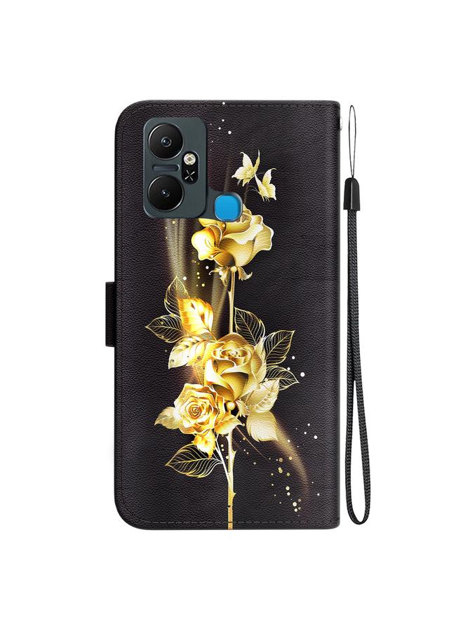 اس-توب جراب لهاتف Infinix Smart 6 Plus مصنوع من الجلد برسومات ملونة وملمس كريستالي - Image 3