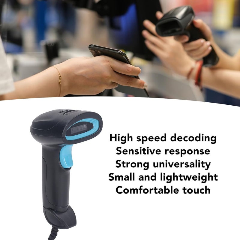 Jeanoko Precision Machined 1D Barcode Scanner Fast Decoding Ideal for Supermarket Warehouse, Ergonomic USB Wired Barcode Reader - Image 2