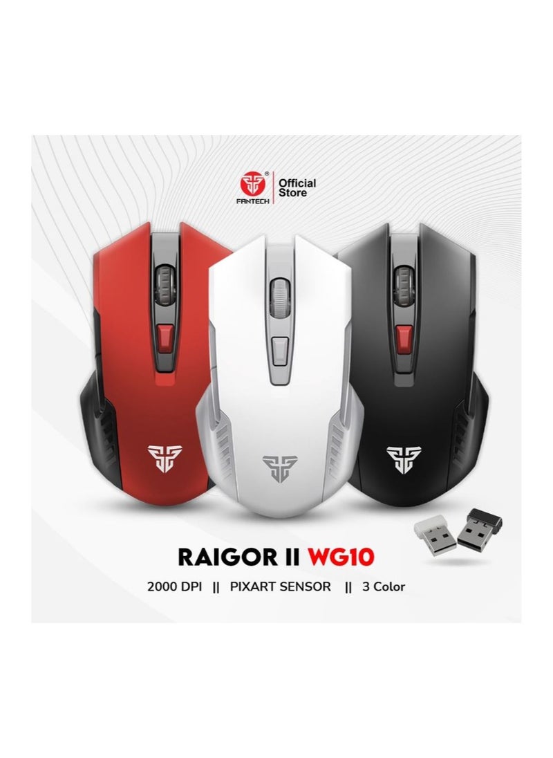 FANTECH - Red WG10 Mouse Wireless (2.4GHZ) Gaming Mouse With USB Receiver | Optical Sensor 2,000 DPI - PC/LAPTOP/MAC - Image 1