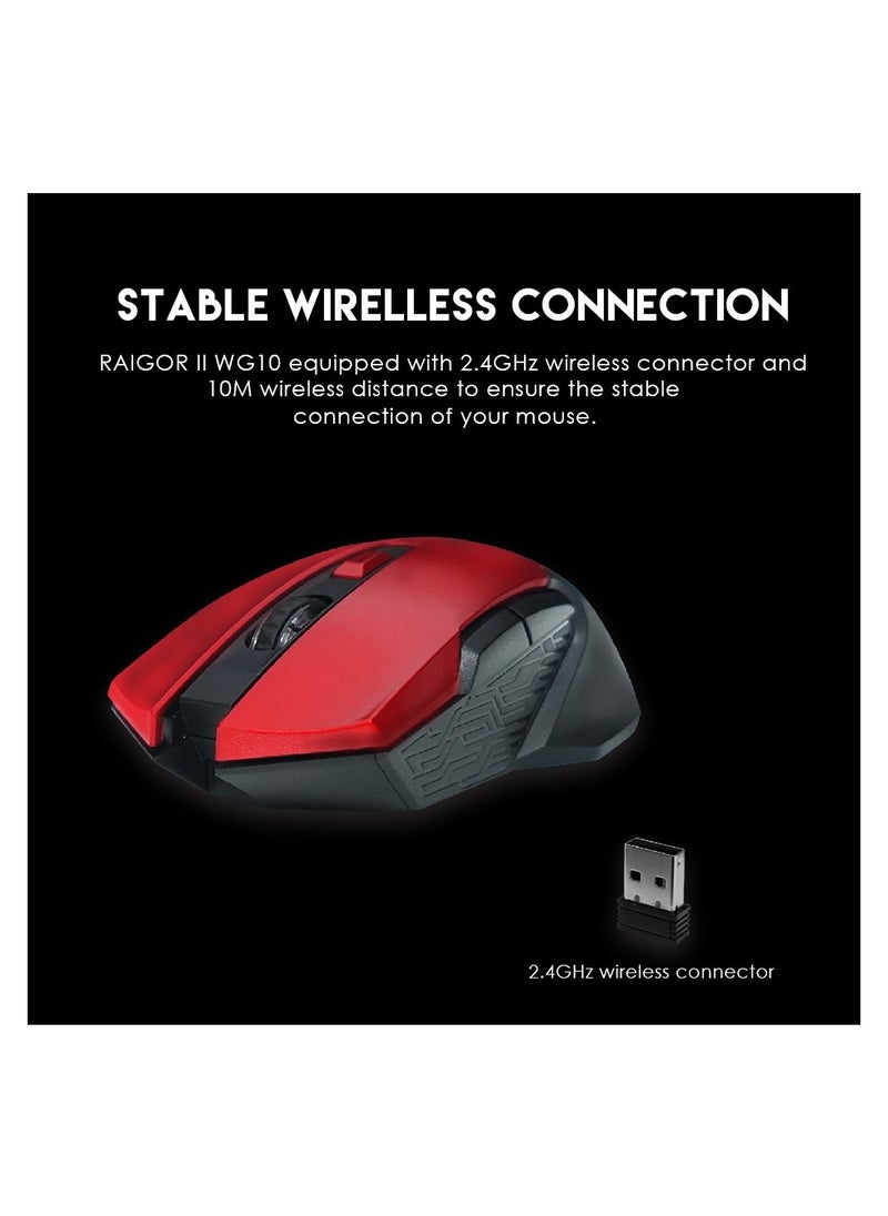 FANTECH - Red WG10 Mouse Wireless (2.4GHZ) Gaming Mouse With USB Receiver | Optical Sensor 2,000 DPI - PC/LAPTOP/MAC - Image 1