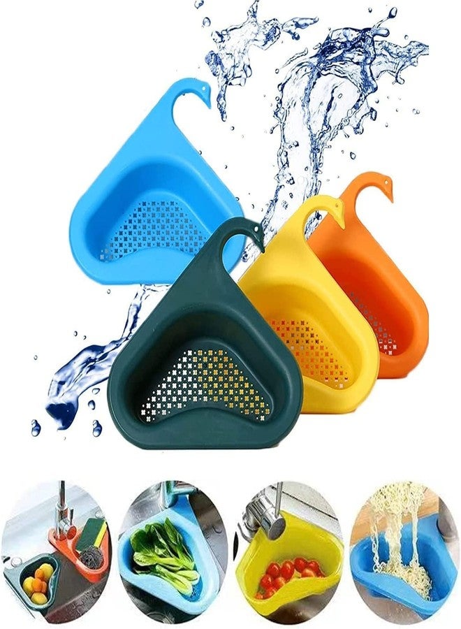 CESHTA Multi-Functional Swan Shape Kitchen Sink Drain Basket - Hanging Filtering Draining Rack, Plastic Organizer, Corner Dish Drying Rack for Washing Vegetables & Fruits, Fits All Sinks (Multicolor) - Image 1