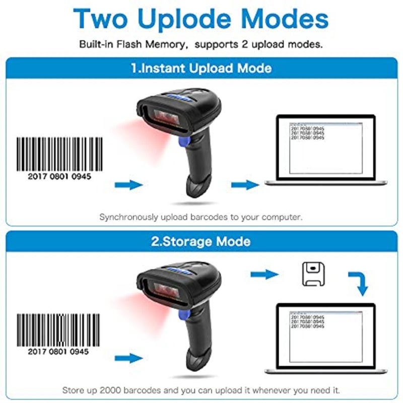 CCD Barcode Scanner 1D Bluetooth 2.4GHz Wired Cable Barcode Reader NT-1228BC - Image 5
