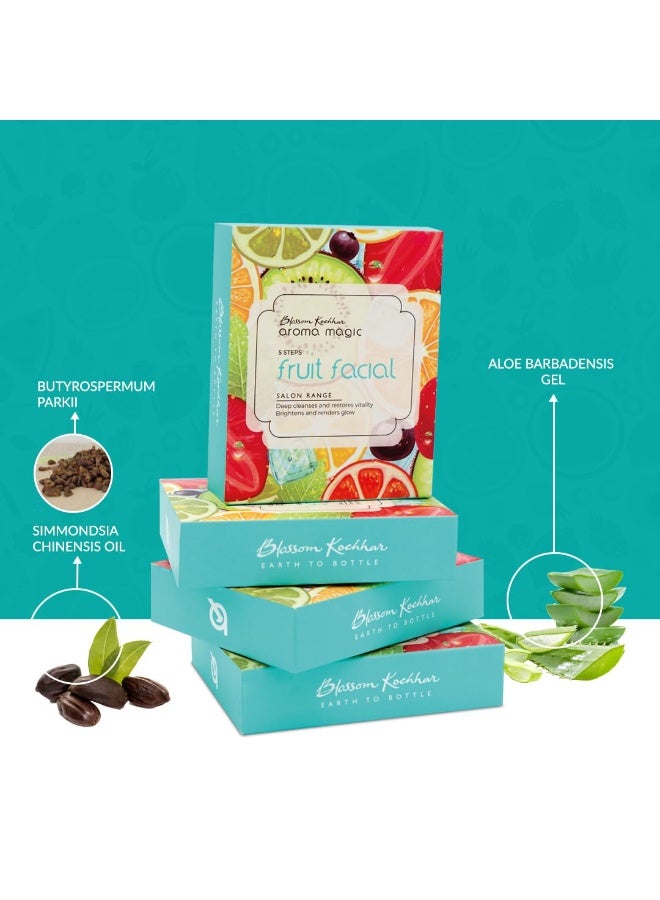 Aroma Magic 5 Step Fruit Facial Kit Set| Deep cleanse & renders glow| Fruit Extracts, jojoba & Aloe Vera| All Skin | No-nasty formula- Free From chemicals, parabens, & artificial additives | Pack of 1 - Image 2