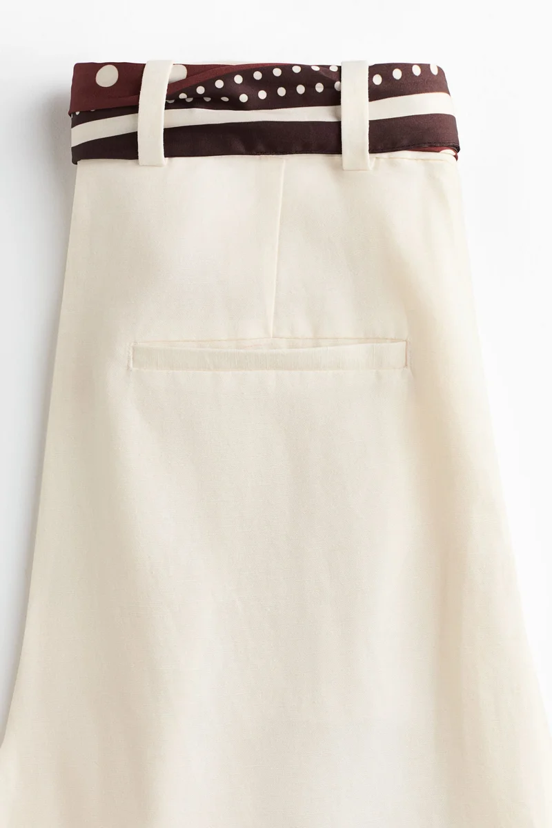 H&M Linen-blend scarf-detail trousers