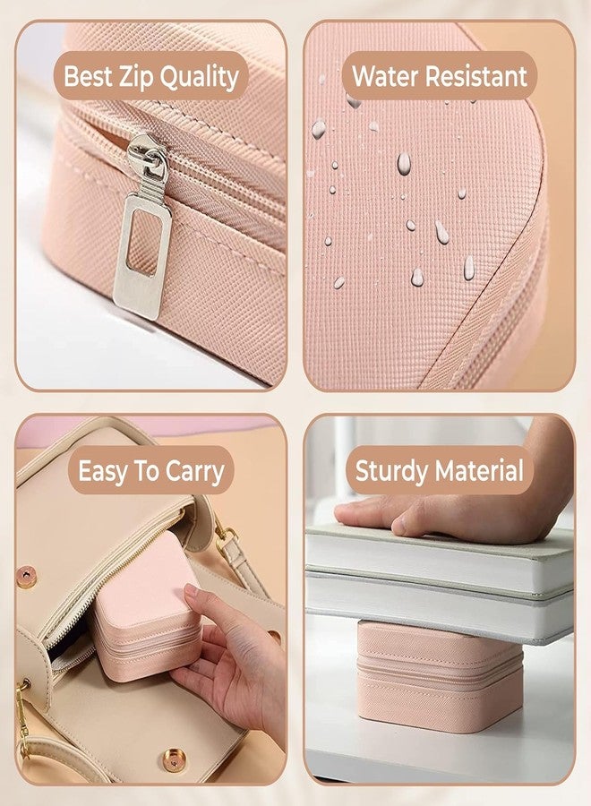 JELVI Square Travel Jewellery Box Multicolor for Women, Travel Earrings Organiser Box, Portable Jewellery Box Organisers for Rings, Earrings, Bracelets, Necklaces Decorative box - Image 5