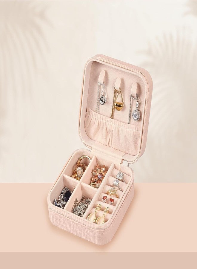 JELVI Square Travel Jewellery Box Multicolor for Women, Travel Earrings Organiser Box, Portable Jewellery Box Organisers for Rings, Earrings, Bracelets, Necklaces Decorative box - Image 2