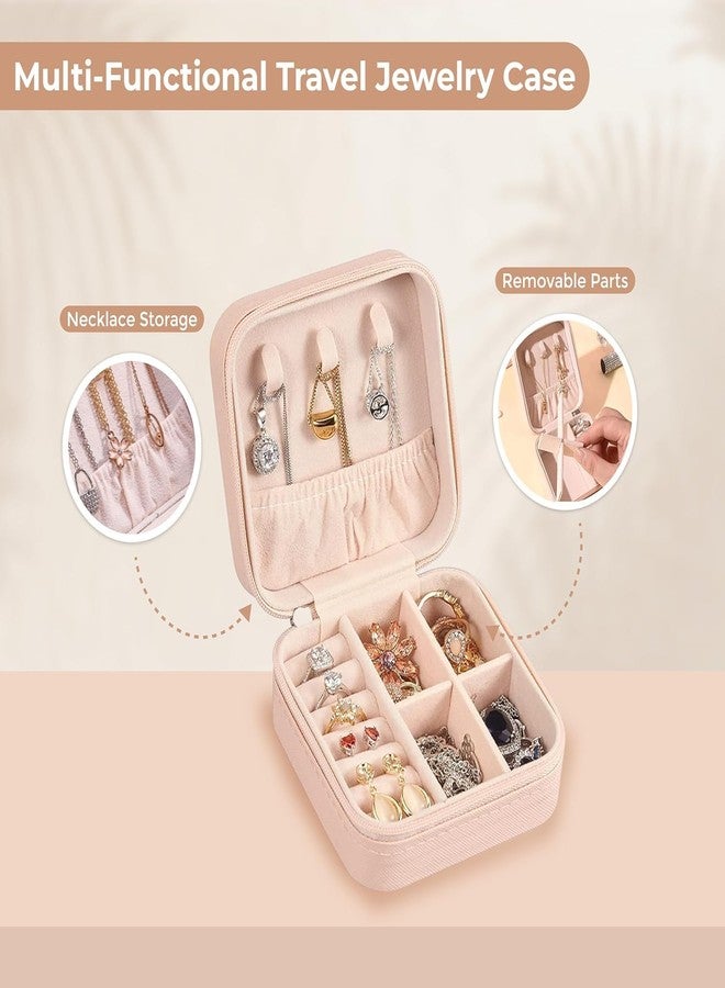 JELVI Square Travel Jewellery Box Multicolor for Women, Travel Earrings Organiser Box, Portable Jewellery Box Organisers for Rings, Earrings, Bracelets, Necklaces Decorative box - Image 3