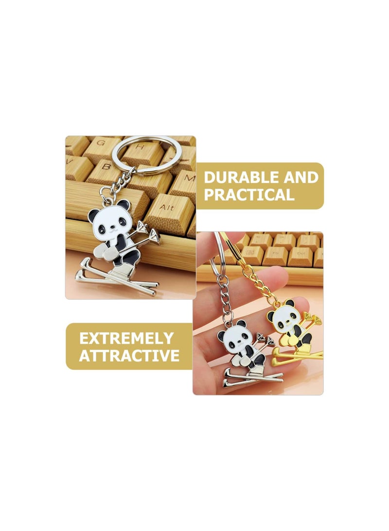 GGOOT Sports Theme Keychain Souvenir Keyring: 2022 Winter Keyring Cute Panda Skiing Keychain Purse Backpack Handbag Hanging Ornament 4pcs - Image 2