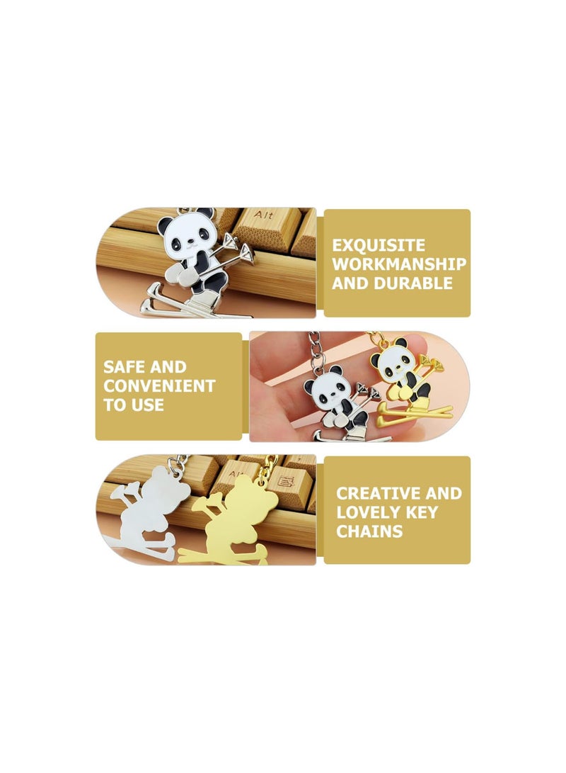 GGOOT Sports Theme Keychain Souvenir Keyring: 2022 Winter Keyring Cute Panda Skiing Keychain Purse Backpack Handbag Hanging Ornament 4pcs - Image 5