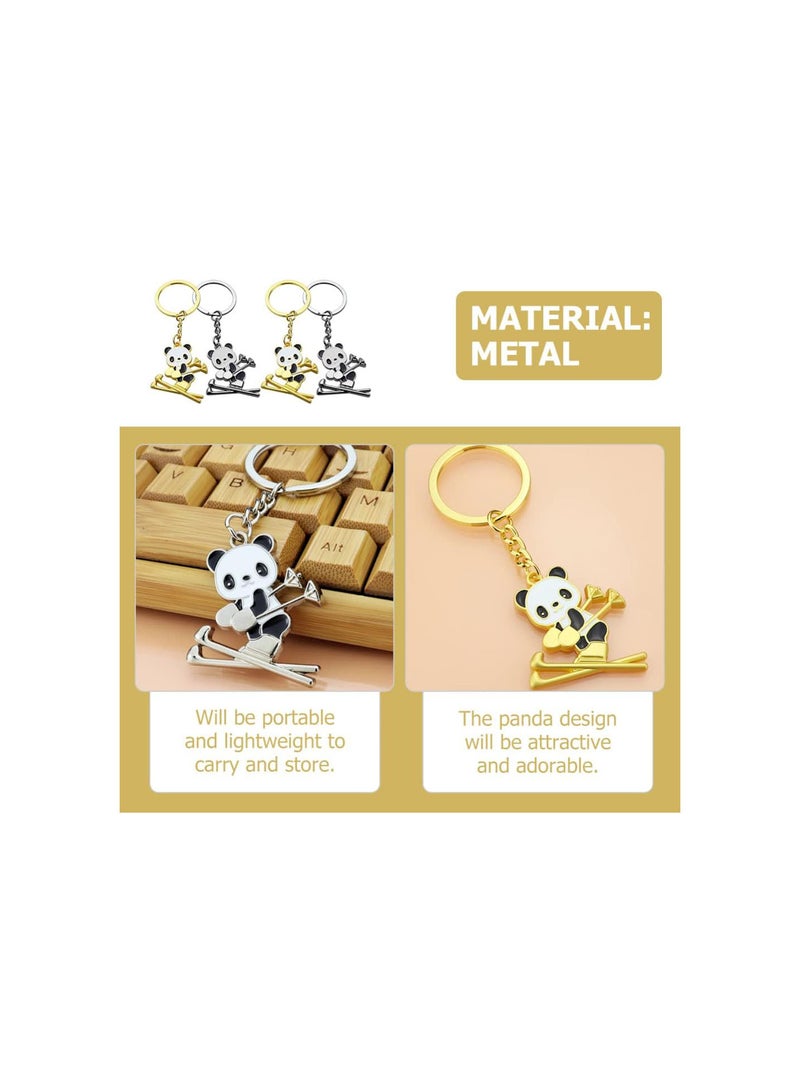 GGOOT Sports Theme Keychain Souvenir Keyring: 2022 Winter Keyring Cute Panda Skiing Keychain Purse Backpack Handbag Hanging Ornament 4pcs - Image 3