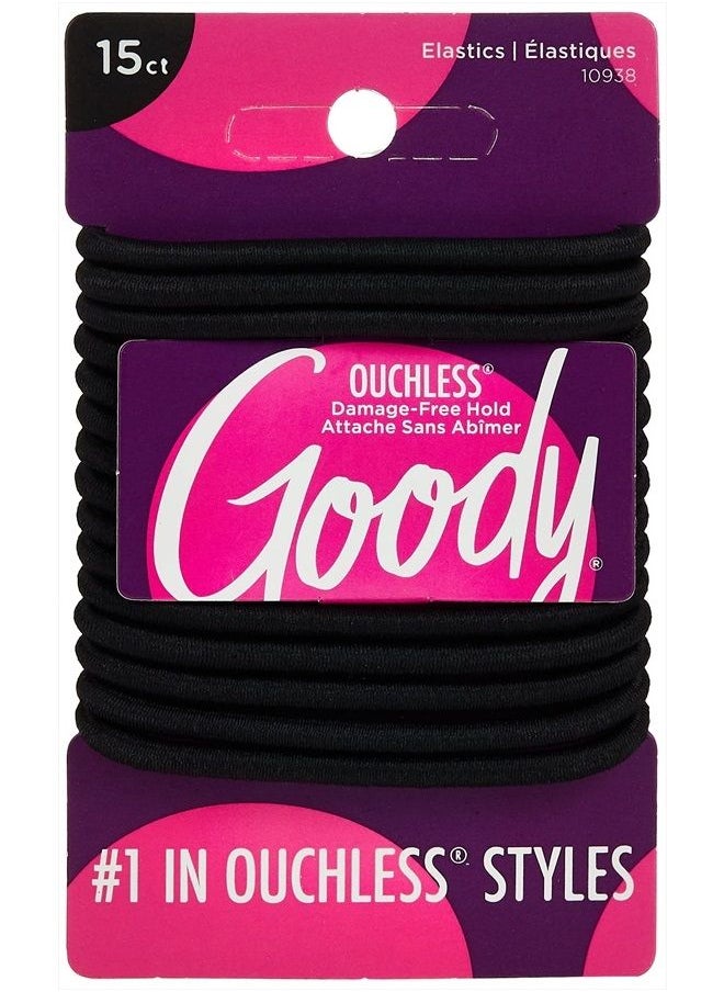 Goody - Goody WoMens Ouchless Braided Elastics, Black, 15 Count - Image 1