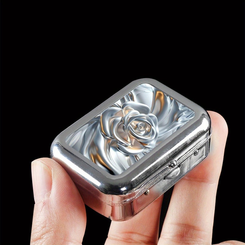 1pc Rose Colorful Image Stainless Steel Travel Ashtray Small Compact Handy Pocket Ashtray Sturdy Convenient Ideal Present - Image 3