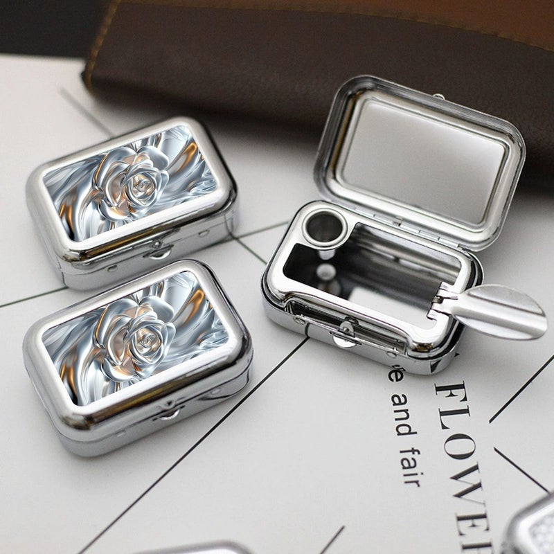 1pc Rose Colorful Image Stainless Steel Travel Ashtray Small Compact Handy Pocket Ashtray Sturdy Convenient Ideal Present - Image 4