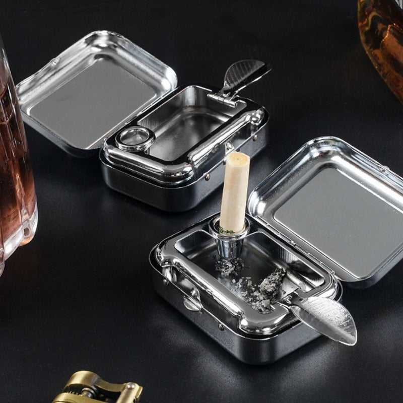 1pc Rose Colorful Image Stainless Steel Travel Ashtray Small Compact Handy Pocket Ashtray Sturdy Convenient Ideal Present - Image 5