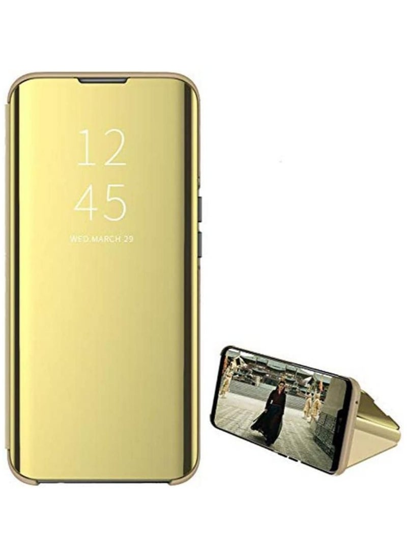 Generic - For Samsung Galaxy Note 20 Clear View Flip Case , Without Sensor , Stand Watching Position , Mirror Full Protection Cover Compatible With Samsung Galaxy Note 20 (6.7’) (Gold) - Image 1