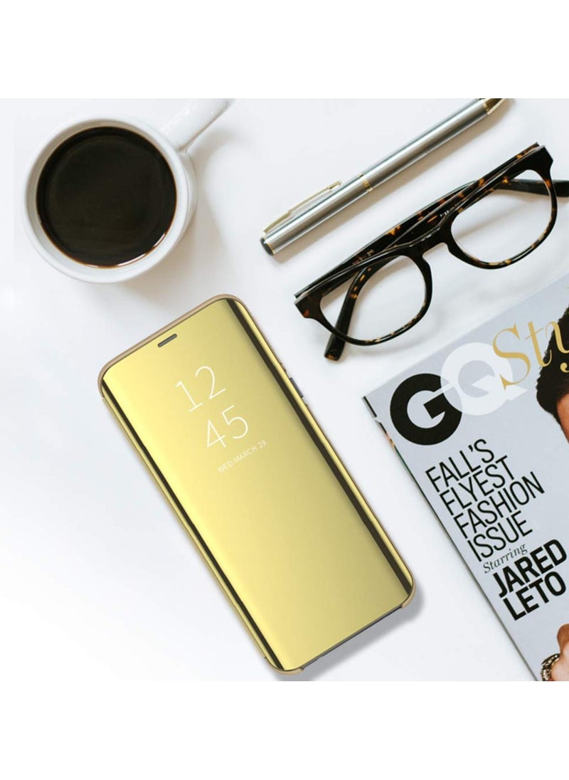 Generic - For Samsung Galaxy Note 20 Clear View Flip Case , Without Sensor , Stand Watching Position , Mirror Full Protection Cover Compatible With Samsung Galaxy Note 20 (6.7’) (Gold) - Image 1