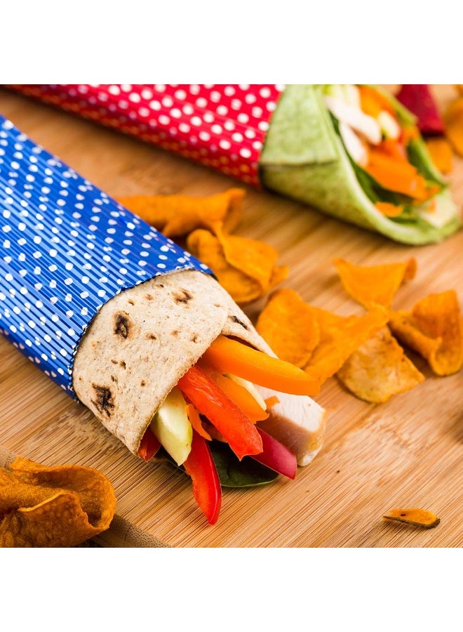 Restaurantware 12" x 12" Rippled Aluminum Foil Food Wrap and Fry Basket Liner: Perfect for Restaurant Take Out, Bakeries, and Food Trucks - Royal Blue Polka Dot Foil Sandwich Wraps - 500-CT - Image 3