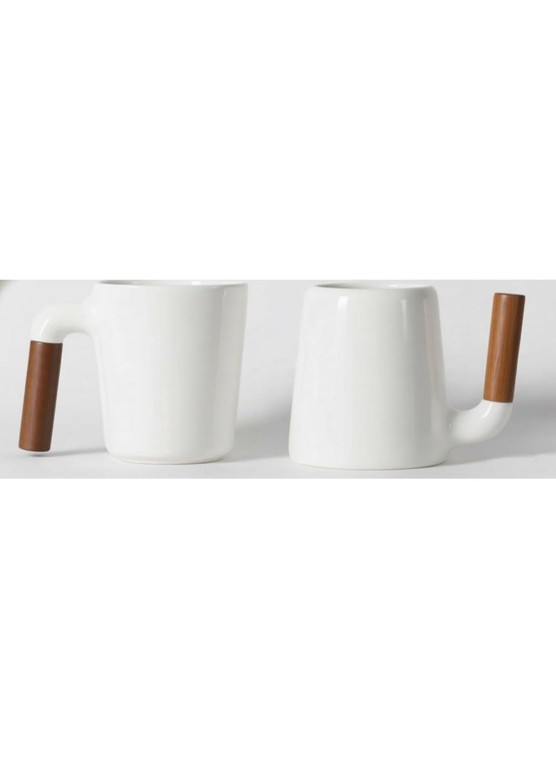 ALCOACH ceramic mug set with wooden handles – stylish modern design – 350ml capacity - Image 3