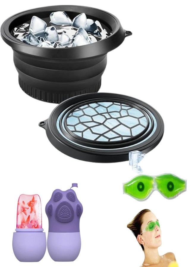 Avaiya Ice Face Roller Skincare Set with Ice Bowl, Cooling Gel Eye Mask & Silicone Facial Cleansing Brush - Face Massage Roller for Skin Tightening, Pore Minimizing, Dark Circle & Puffiness Relief Tool - Image 1
