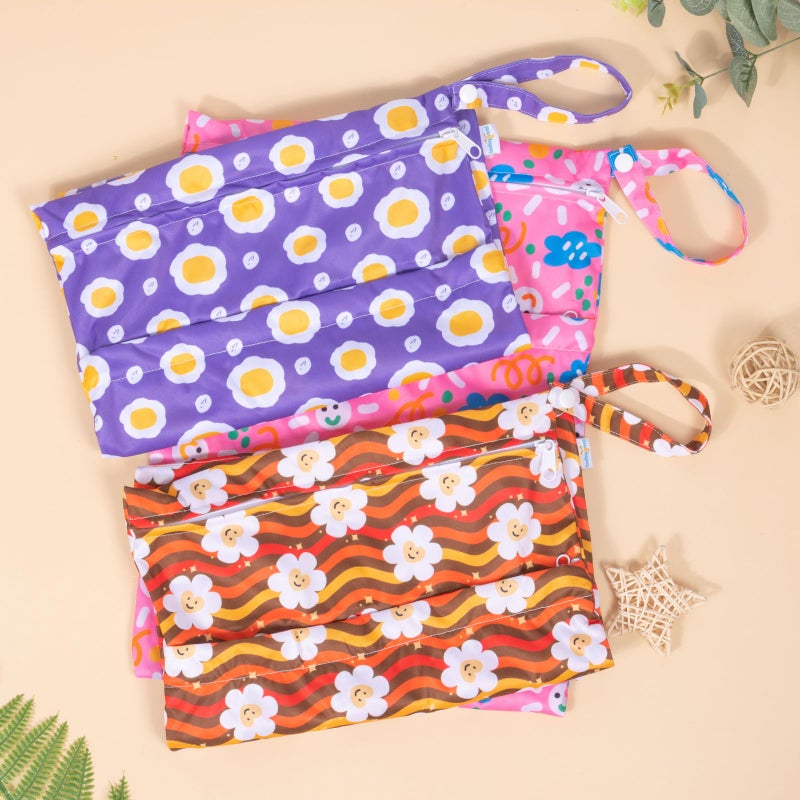 babygoal Wet Dry Bags for Baby Cloth Diapers, Washable Travel Bags, Beach, Pool, Gym Bag for Swimsuits & Wet Clothes with Two Zippered Pockets 3 Pack 3LN07 - Image 5