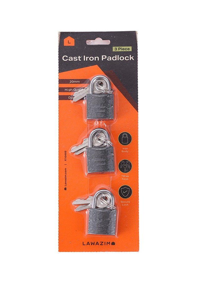 LAWAZIM Cast Iron Padlock -3 Piece - Keyed Anti-pick Tamper-proof Weather-resistant Lock Enhanced Security Protection from Theft -for Gates Doors Sheds Lockers Toolboxes Bikes Luggage and Cabinets  - Image 5