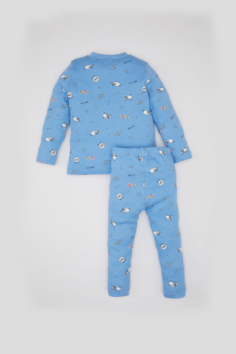 DeFacto Baby Girl 2 piece Regular Fit Crew Neck Animal Knitted Pyjamas  - Image 4