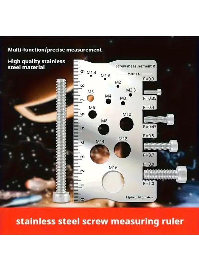 304 Stainless Steel Precision Measuring Caliper Set With M12 Thread Pitch Gauge - Image 2