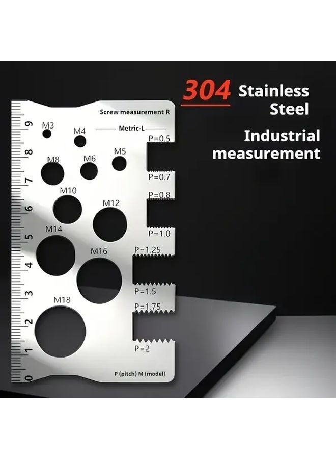 304 Stainless Steel Precision Measuring Caliper Set With M12 Thread Pitch Gauge - Image 3