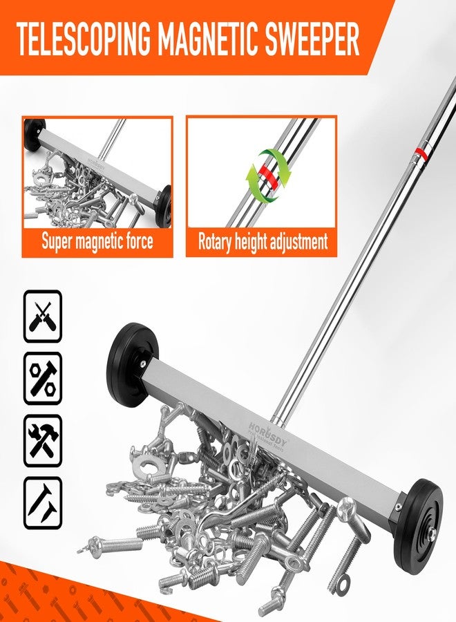 HORUSDY 17-Inch Rolling Magnetic Sweeper with Wheels | Adjustable Handle | 8.8-Pound Capacity Heavy-Duty Magnet to Pick Up Nails - Image 4