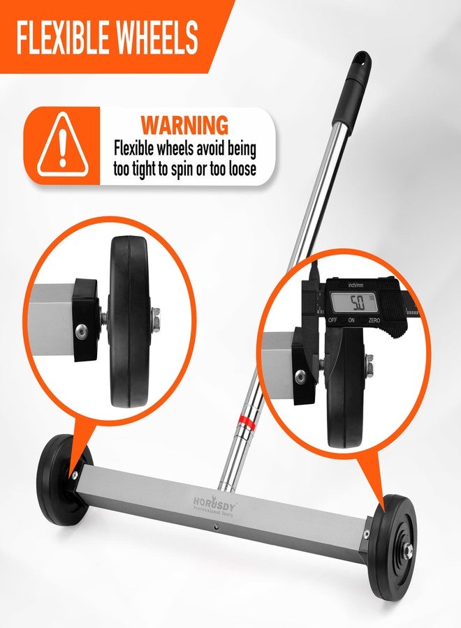 HORUSDY 17-Inch Rolling Magnetic Sweeper with Wheels | Adjustable Handle | 8.8-Pound Capacity Heavy-Duty Magnet to Pick Up Nails - Image 2