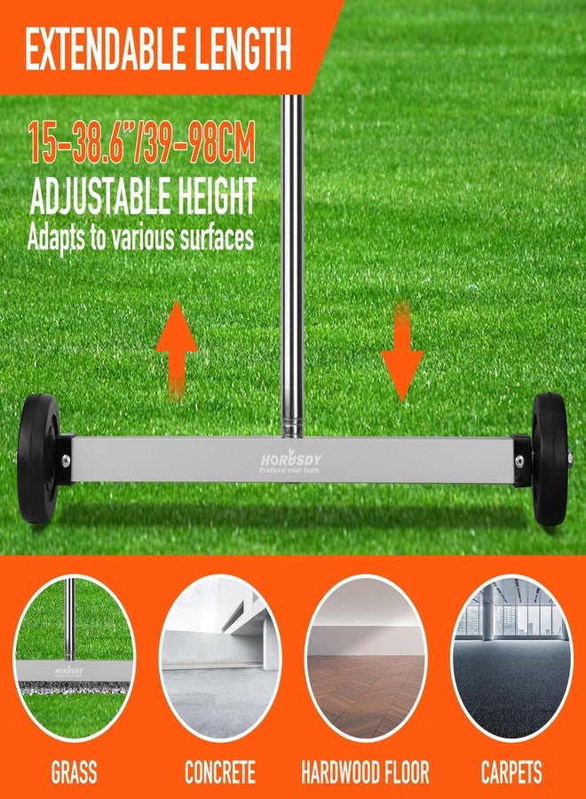HORUSDY 17-Inch Rolling Magnetic Sweeper with Wheels | Adjustable Handle | 8.8-Pound Capacity Heavy-Duty Magnet to Pick Up Nails - Image 5